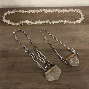Elegant Quartz Silver Pendant Necklaces
